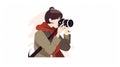 a girl photographer at the moment of shooting Royalty Free Stock Photo