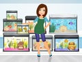 Girl sells aquariums