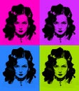 Illustration of a girl in the style of pop art. Fashionable modern picture. A painting for graffiti and printing on the wall. Royalty Free Stock Photo