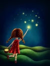 Girl trying to catch a star