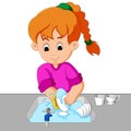 Girl washing the dishes