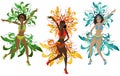 Illustration girls with Brazilian style carnival costumes Royalty Free Stock Photo