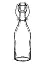 Illustration of glass bottle hatching. Zero waste object. The object is separate from the background