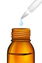 Illustration of glass bottle with pipe dropper isolated Royalty Free Stock Photo
