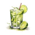 Illustration of a glass of caipirinha Royalty Free Stock Photo