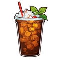 illustration of glass of cola with ice