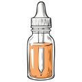 Illustration of a glass dropper bottle filled with orange liquid Royalty Free Stock Photo