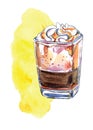 Illustration of glass of espresso with caramel