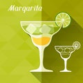 Illustration with glass of margarita in flat