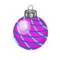 Illustration of glass round Christmas ball for Christmas tree decoration.isolated on a white background. Royalty Free Stock Photo