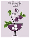 Illustration, a glass with a summer cocktail with blackberries, mint leaves and ice cubes. Icon, clip-art Royalty Free Stock Photo