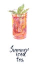 Illustration of glass of summer iced tea