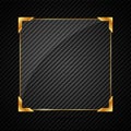 Illustration glassed golden rectangle frame isolated on black background - vector