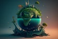 Illustration of global warming and Enviornment concept. The climate change on the earth model. Enviornmental and pollution Royalty Free Stock Photo