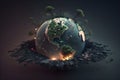 Illustration of global warming and pollution concept. The climate change on the earth. Enviornment and enviornmental problems. Royalty Free Stock Photo