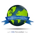 Globe and reminder date of world diabetes day