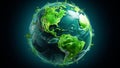 Illustration of glowing green planet earth. AI Generated Royalty Free Stock Photo