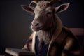 goat dressed in a professors tweed jacket Royalty Free Stock Photo