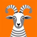 Whimsical Goat Icon On Bold Orange Background