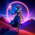 Illustration of Goddess Durga in the desert - 3d rendering generative AI