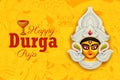 Goddess Durga Face in Happy Durga Puja Subh Navratri Indian religious festival background Royalty Free Stock Photo