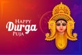 Goddess Durga Face in Happy Durga Puja Subh Navratri Indian religious festival background Royalty Free Stock Photo