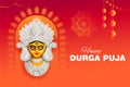 Goddess Durga Face in Happy Durga Puja Subh Navratri Indian religious header banner background