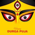 Goddess Durga Face in Happy Durga Puja Subh Navratri Indian religious header banner background