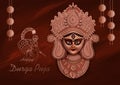 Goddess Durga Face in Happy Durga Puja Subh Navratri Indian religious header banner background Royalty Free Stock Photo