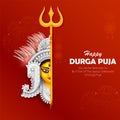 Goddess Durga Face in Happy Durga Puja Subh Navratri Indian religious header banner background Royalty Free Stock Photo