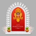 Goddess Durga Face in Happy Durga Puja Subh Navratri Indian religious header banner background Royalty Free Stock Photo