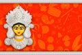 Goddess Durga Face in Happy Durga Puja Subh Navratri background