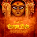 Goddess Durga Face in Happy Durga Puja Subh Navratri Indian religious header banner background Royalty Free Stock Photo