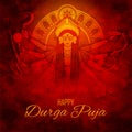 Goddess Durga Face in Happy Durga Puja Subh Navratri Indian religious header banner background