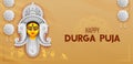 Goddess Durga Face in Happy Durga Puja Subh Navratri Indian religious header banner background