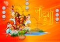 Goddess Durga in Happy Durga Puja Subh Navratri Indian religious header banner background