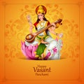 Illustration of Goddess Saraswati for Vasant Panchami Puja of India Royalty Free Stock Photo