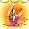 Illustration of Goddess Saraswati for Vasant Panchami Puja of India Royalty Free Stock Photo