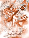 Goddess of Wisdom Saraswati for Vasant Panchami India festival background