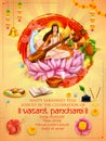 Goddess of Wisdom Saraswati for Vasant Panchami India festival background