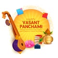 Goddess of Wisdom Saraswati for Vasant Panchami India festival background