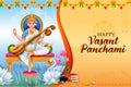 Goddess of Wisdom Saraswati for Vasant Panchami India festival background