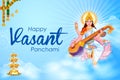 Goddess of Wisdom Saraswati for Vasant Panchami India festival background