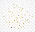 Gold confetti explosion, isolated on transparent background