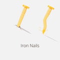 Illustration gold iron nail and broken iron