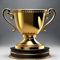 Illustration of a gold loving cup type trophy with a plaque for personalization AI generated Royalty Free Stock Photo