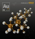 Illustration of Gold Molecule black background