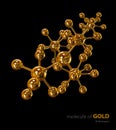 Illustration, Gold Molecule isolated black background