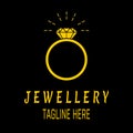 Illustration of a gold ring with gemstones or diamonds icon isolated on black. Suitable for jewelry store logos