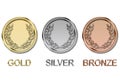 Gold, silver and bronze medals